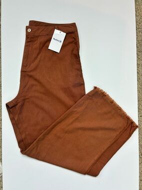 Hurley NWT Mocha Bisque Wide-Leg High Waist Cotton Pants multi season